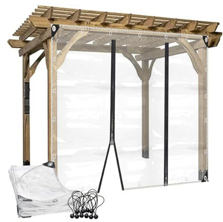 Outdoor Wetterfeste Vorhänge mit Reißverschluss Transparent Pergola Pavillon Seitenwände PVC Plane Seitenteile, für Terrasse Veranda Balkon(3x3m/9.8x9.8ft)