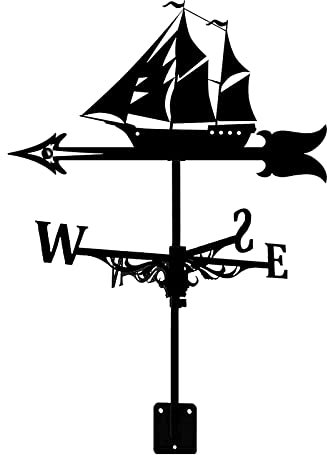Sujurio Veleta de Velero - Silueta de Veleta de Velero Retro, Indicador de DireccióN del Viento para Techo de Patio Al Aire Libre