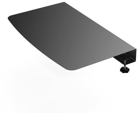 BOUNHOHE 17 inch Clamp-on Corner Desk Connector Sleeve Plate, L Desk Platform Extender Attachment for Placing Keyboard on L-Shaped Workstations, Black