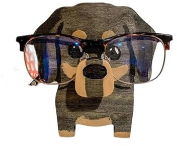 WAZUBC Brillenhalter aus Holz Tiermotiv Kreative Neuheit Brillenständer kreatives Sonnenbrillen Display für Zuhause, Büros, Schreibtischdekoration (Hund E)