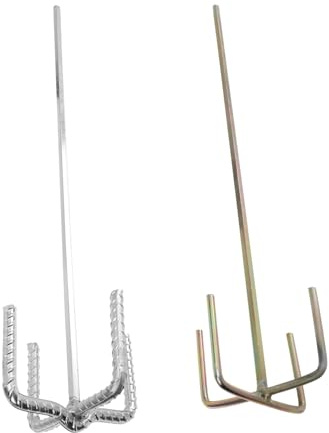 HONITANO Hexagonal Drill Paint and Mud Mixer Rods, 2pcs Cement Mixing Sticks with Threaded Steel Double Mountain Head, Electric Drill Stirring Attachment for Mortar and Plaster Mixing