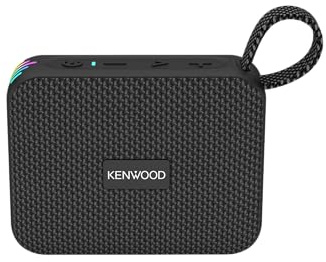 Kenwood AS-60BT-B - Altavoz Bluetooth portátil de 5 W con TWS estéreo, IPX7 Impermeable, radiador pasivo, Efecto LED, batería Recargable hasta 8,5 h, diseño Compacto y Ligero, conexión de 10 m, Negro