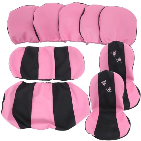 Yardwe Auto Sitzbezüge Rosa Schmetterling Stickerei Polyester Innenraum Schutz Schonbezüge für Pkw und Lkw Rückbank Komplettschutz gegen Verschleiß und Schmutz