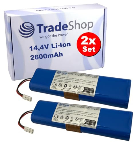 2X Trade-Shop Li-Ion Akku 14,4V / 2600mAh kompatibel mit iLife 18650B4-4S1P-AGX-2, INR18650-MH1-4S1P-AGX, Ay-18650B4, SUN-INTE-202, CS-FEX750VX