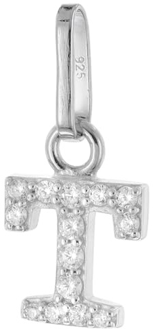 trendor Buchstaben-Anhänger T 925 Silber Rhodiniert 21270-T | wunderschönes Schmuckstück für Damen, elegante Geschenkidee