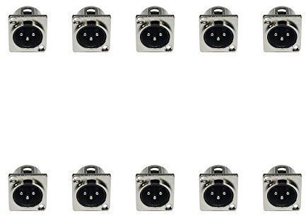 10 x XLR Male Panel Mount Metal Audio Sound Stage 3P Polished