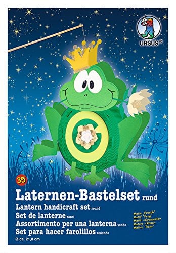 Ursus 18700035 - Laternen Bastelset, Frosch, ca. 21,8 x 21 x 10,3 cm, Durchmesser ca. 21,8 cm, inklusive Vorlagebogen mit Bastelanleitung, zum Selbstgestalten, ideal für den nächsten Laternenlauf