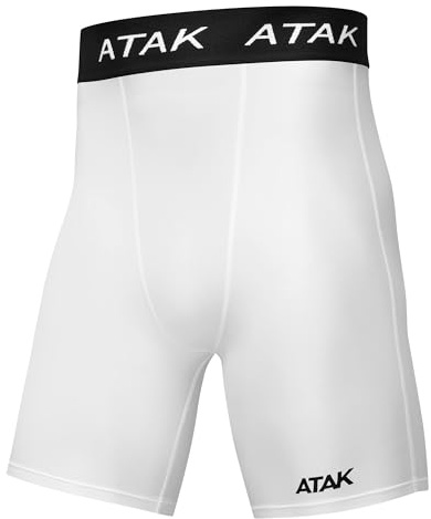 Atak Sports Men Compression Shorts - White, Youth Large