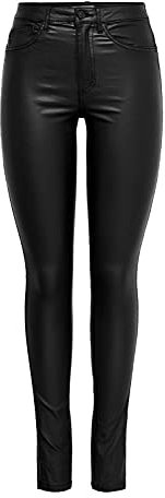 ONLY Women's Onlroyal Hw Sk Rock Coated Pim Noos Skinny Jeans, Grey (Black), W26/L34 (Manufacturer size: X-Small)