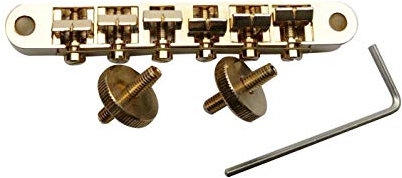Guyker Guitar Saddle Bridge - Tune-O-Matic Bridges with Post Hole 4.3mm Replacement Compatible with Gibson Les Paul LP SG ES EPI 6 String Electric Guitar BM001 (Golden)