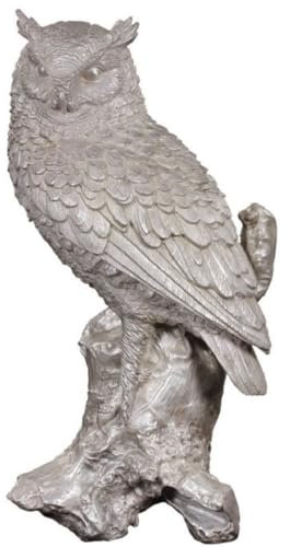 Casa Padrino Luxus Deko Bronzefigur Eule Silber 19 x 15 x H. 36 cm - Versilberte Bronze Skulptur