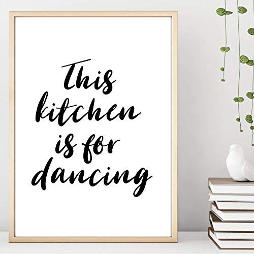 Kunstdruck ungerahmt Din A4 This kitchen is for dancing - Diese Küche ist zum Tanzen da - Spruch Küche Typographie Motivation Druck Bild Poster