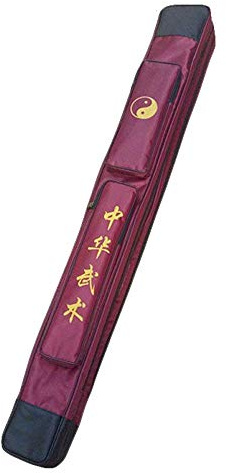 G-liknande japansk bokken bärväska – enkelt och dubbelt lager svärdväska bärväska med flera fickor – kanvas med PU Röd Double