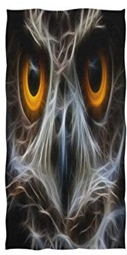 Mnsruu Halloween-Handtuch mit Eulen-Motiv, abstraktes weiches Badetuch, 76 x 38 cm