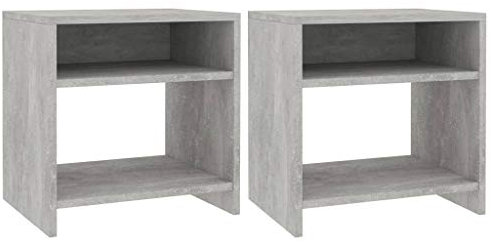 vidaXL Tables de Chevet 2 pcs, Armoire de Lit, Table de Nuit, Meuble de Chambre à Coucher Maison Intérieur, Moderne, Gris Béton Bois d’Ingénierie