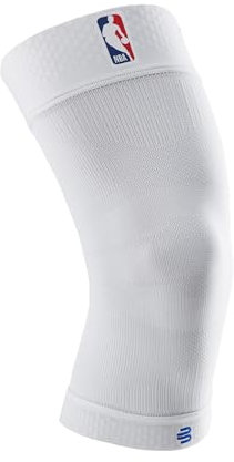 BAUERFEIND Kniebandage Sports Compression Knee Support NBA, 1 Unisex Sportkniebandage für Ballsportarten, Basketball Knie-Bandage in Weiß mit NBA-Logo,M