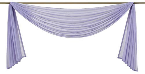 Yaland Voile Transparenter Freihandbogen einfarbig Uni Querbehang Wohnzimmer Gardinenschals (BxH 140x100, violett) 1 Stück