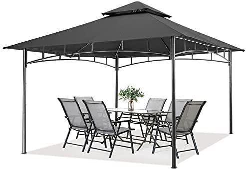 MASTERCANOPY 3,4 x 3,4 m Doppeldach Gartenpavillon Gartenlaube Pavillon für Garten, Hof, Dunkelgrau