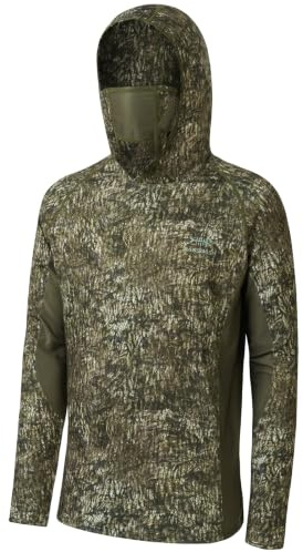 BASSDASH UPF 50+ Men’s Hunting Shirts with Mask Long Sleeve Camo Fishing Hoodie