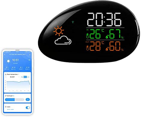 Stazione Meteo, Stazione Meteorologica Digitale Wireless Yueyang con Schermo LCD Display Tempo Data Temperatura Umidità Previsioni Meteo Monitor monitoraggio, Temperatura, indicatore di umidità