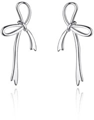 Reffeer 925 Sterling Silber Bogen-Ohrstecker für Damen, Schleife, Ohrstecker, Schleife, Tropfen-Ohrringe (A-Silver)