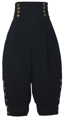 BPURB Culottes Coloniales pour Genoux Jodhpurs Femmes Hommes Pantalons du XVIIIe Siècle Pantalon Bloomer, Noir, XL