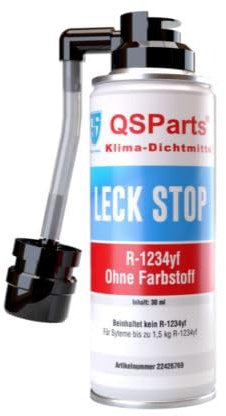 QSParts Klima Dichtmittel Klimaanlage Kfz Leckstopp R1234yf 30ml Füllschlauch + Adapter