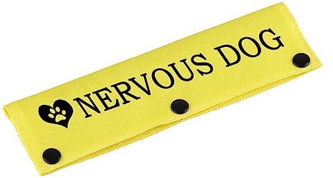 Funny Dog Leash Sleeve - Nervous Dog Wrap Alert Hanging ID Patch Tag Pet Birthday Gift (YE Sleeve)