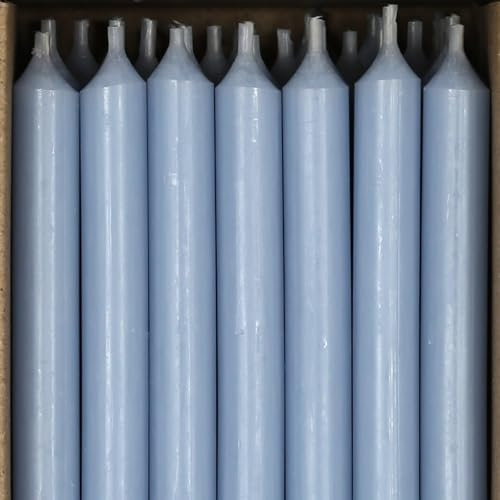 Bütic GmbH Stabkerzen durchgefärbt 110mm x Ø 13mm - Kerzen hochgereinigt, Brenndauer 2h, geruchsneutral, rußarm mit rückstandsfreiem Abbrand, Farbe:Taubenblau, Set mit:4 Stück