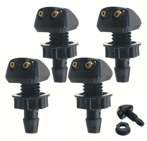 Ryaupy 2PCS Universal Parabrisas Delantero Boquillas de Limpiaparabrisas Automáticas - Rociador Doble Orificio - Sistema de Lavado Limpiaparabrisas Rociador Boquilla Chorros para Todos Los Coches