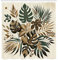 ABAKUHAUS Braun Duschvorhang, Exotisch Retro inspirierte Monstera Palm Dschungelblätter Vintage Botanik, Stoffliches Gewebe Badezimmerdekorationsset mit Haken, 175 x 200 cm, Elfenbein Waldgrün Kakao