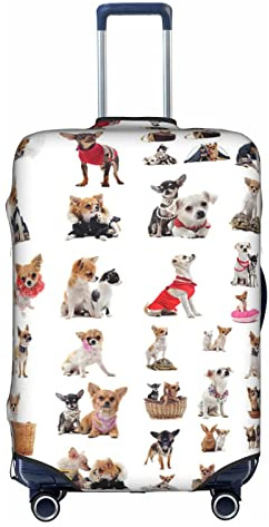 Anticsao Reisekoffer, staubdicht, Motiv: Chihuahua, Mops, Gepäckschutz, Gepäck, Koffer, Zubehör, Urlaub, weiß, xl