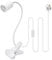 Clip on Lamp, 240CM Cable, E27 Clip on Bulb Holder with Large Anti Slip Clip, 35CM Length, 10MM Thick 360°Flexible Gooseneck, Clip Light, Clamp on Desk Lamp, Reading Light, Bedside Light, White