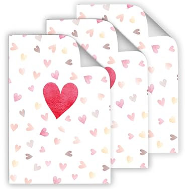 6 Geschenkpapier-Bögen hochwertige reißfeste Geschenkverpackung Packpapier einzigartiges Design elegante Verpackung rosa Herz Geburtstag Hochzeit Jubiläum (6 Bögen je A3-Format)