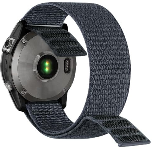 YOOSIDE 26mm Loop Nylon Armband für Fenix 6X / Fenix 5X / Fenix 7X / Instinct 2X / epix Pro 51mm, Ultraleichtes Schnell Trocknen Schleife Waschbar Uhrenarmband für Garmin Enduro 2 (Grau)