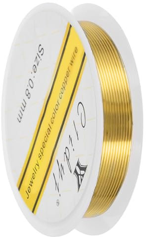 sourcing map 0.8mm/20 Gauge Copper Wire for Jewelry Making, 1 Roll Craft Tarnish Resistant Beading Wire for Jewelry Making Supplies(Gold)