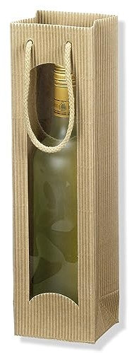 1er Flaschentasche, Geschenktasche, Weintasche, 10 + 8,5 x 36 cm, Natur, 20 Stück