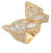 Ringschmuck, Iced Out Schmetterlingsring für Männer und Frauen – 18 Karat vergoldeter Bling CZ simulierter Diamant-Hip-Hop-Ring – Rapper Punk Street Rock Übertreiben Neuheit (Farbe: Gold, Größe: