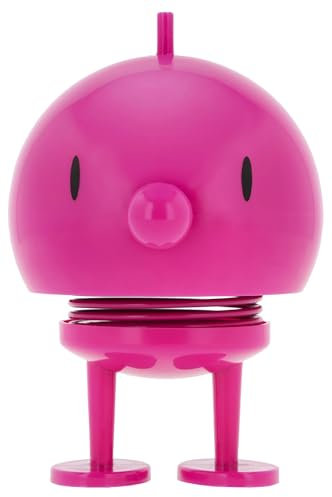 Hoptimist Bumble Wackelfigur & Glücksbringer, Skandinavische Deko Figuren für Wohnzimmer, Schreibtisch, Büro, Bürodeko & Lustige Kleine Geschenke, 7,4 x 8,5 x 10,5 cm, Medium, Pink
