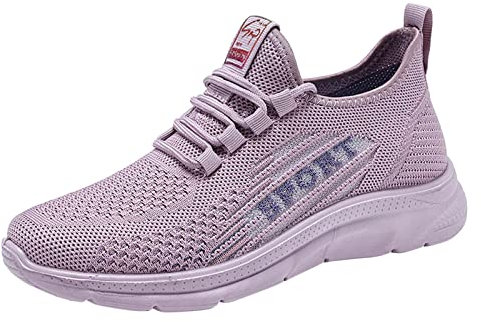 DFSDJEUW sonderangebote Sneaker Damen Leichte Schnürer Walking Sportschuhe Atmungsaktiv rutschfest Fitness Turnschuhe Bequem Orthopädische Keilabsatz Black .Friday Angebote 2025 Schuhe Damen Lila 37