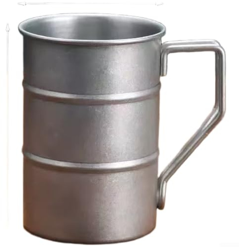 Tidgel Retro Stainless Steel Mug with Wooden Band - 304 Grade Thermal Coffee Cup for Camping Hiking Outdoor Travel - 350ml Silver(Silver)