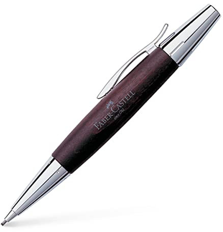 Faber-Castell 138381 - Drehbleistift e-motion Birnbaum / Metall, Mine: 1,4 mm, inklusive Geschenkverpackung, Schaftfarbe: dunkelbraun / silber, Birnbaumholz dunkelbraun