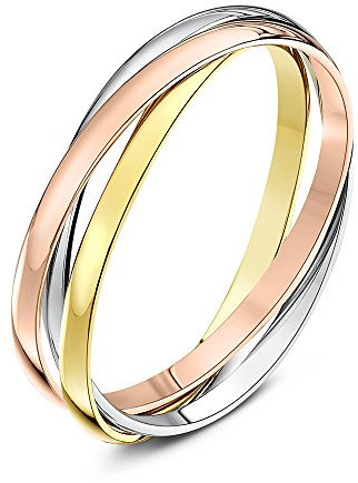 Theia Ehering 9 Karat Rosé-, Weiß- & Gelbgold - 2mm Russischer - Hochglanzpoliert - Größe 61 (19.4)