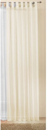 Gardinenbox Tenda con passanti, in voile, trasparente, tinta unita, molti colori attraenti, dimensioni speciali, 225 x 140 cm (A x L), colore: Crema