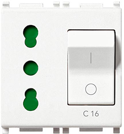 Vimar Serie Flat - Presa 2 Poli+Terra 16A P17/11+Magnetotermico C16 Bianco