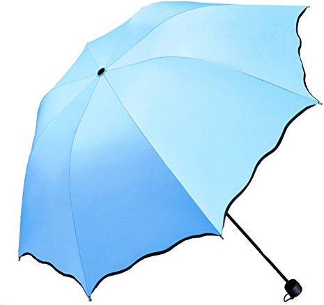 Maibar Regenschirm UV UPF 50 Hand Sonnenschirme Taschenschirme UV schutz Blume Regenschirm für Frauen (Himmelblau)