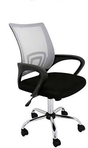 La Silla Española Ribadeo Silla de Oficina sin Reposacabezas, Poliéster y Rejilla, Gris, 53.5x57x98 cm