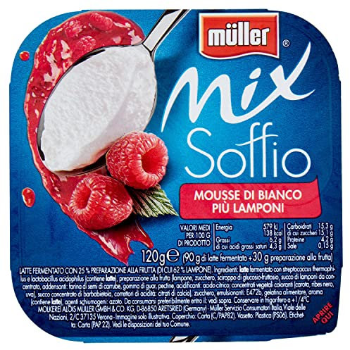 Müller Mousse Di Bianco Lamponi, 120g