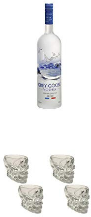 Grey Goose Vodka 1,5 Liter + Wodka Totenkopf Shotglas 2 Stück + Wodka Totenkopf Shotglas 2 Stück