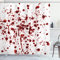 ABAKUHAUS Blutig Duschvorhang, Blutspritzer Scary, Stoffliches Gewebe Badezimmerdekorationsset mit Haken, 175 x 180 cm, Weiß Rot